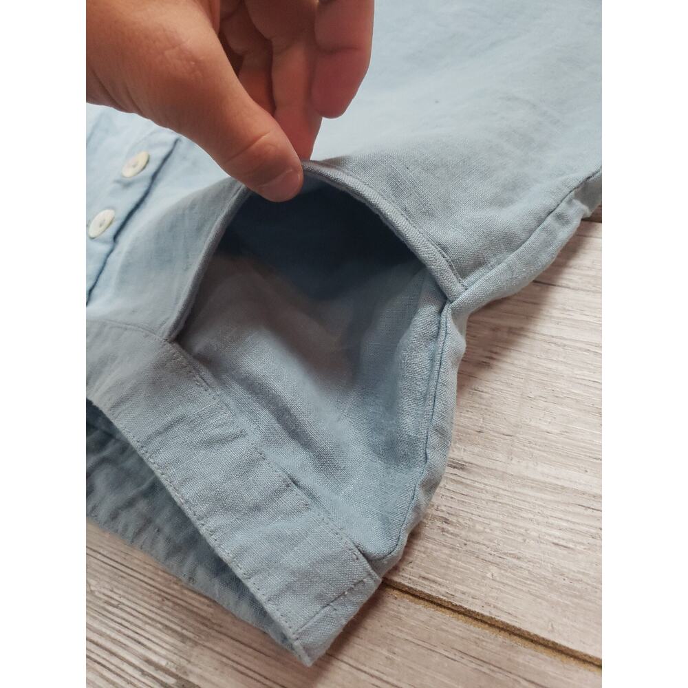 EUC GODDESS GEAR Organic Linen Pants Blue Lagenlook Boho Made in the USA size L - Picture 2 of 5